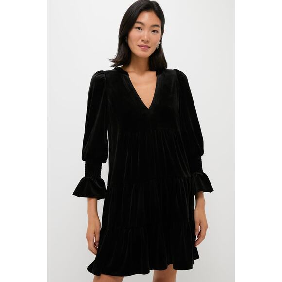 POMANDER PLACE Black Velvet Kenzo Dress Size L NWT Retail $98 Tuckernuck - Picture 1 of 7
